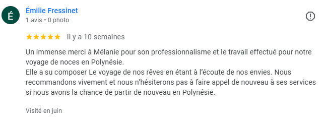 Avis d'Emilie partie en Polynésie en Juin 2025